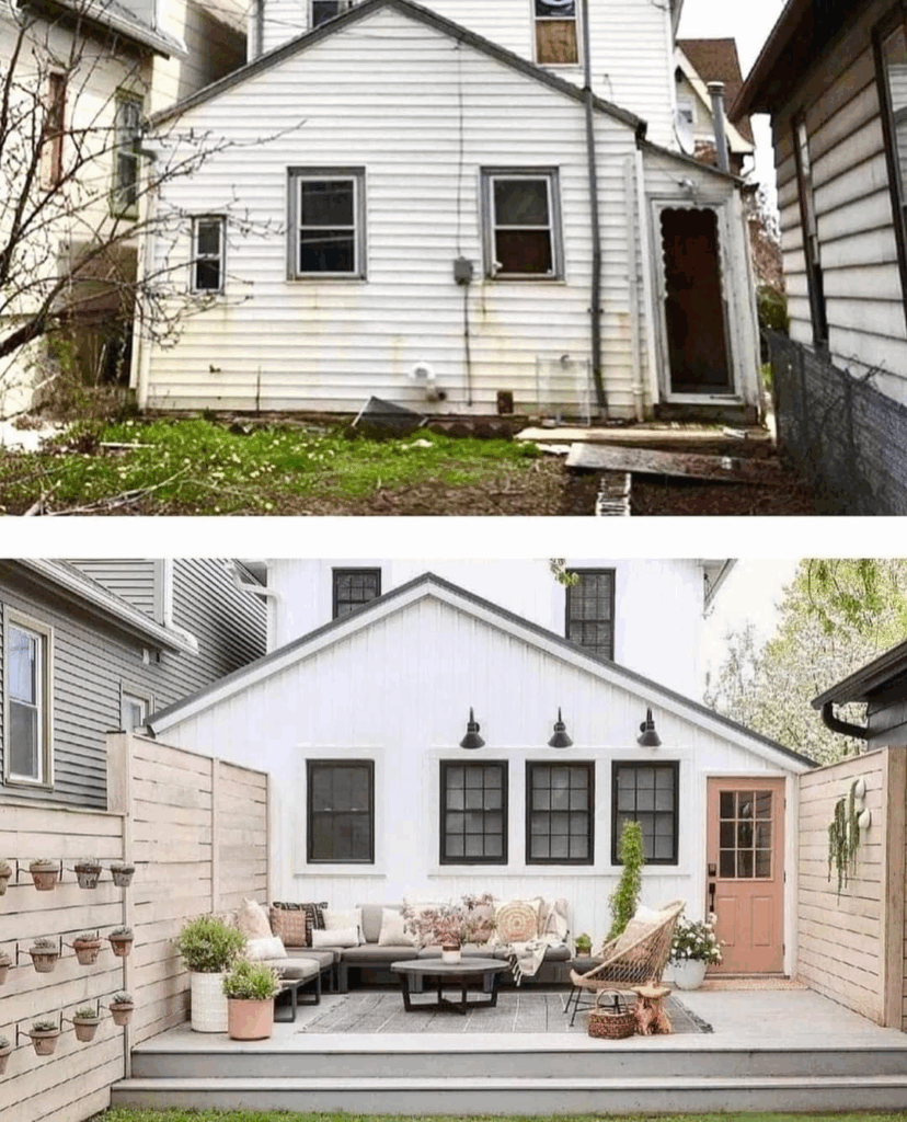 Old backyard transformed into modern outdoor living patio